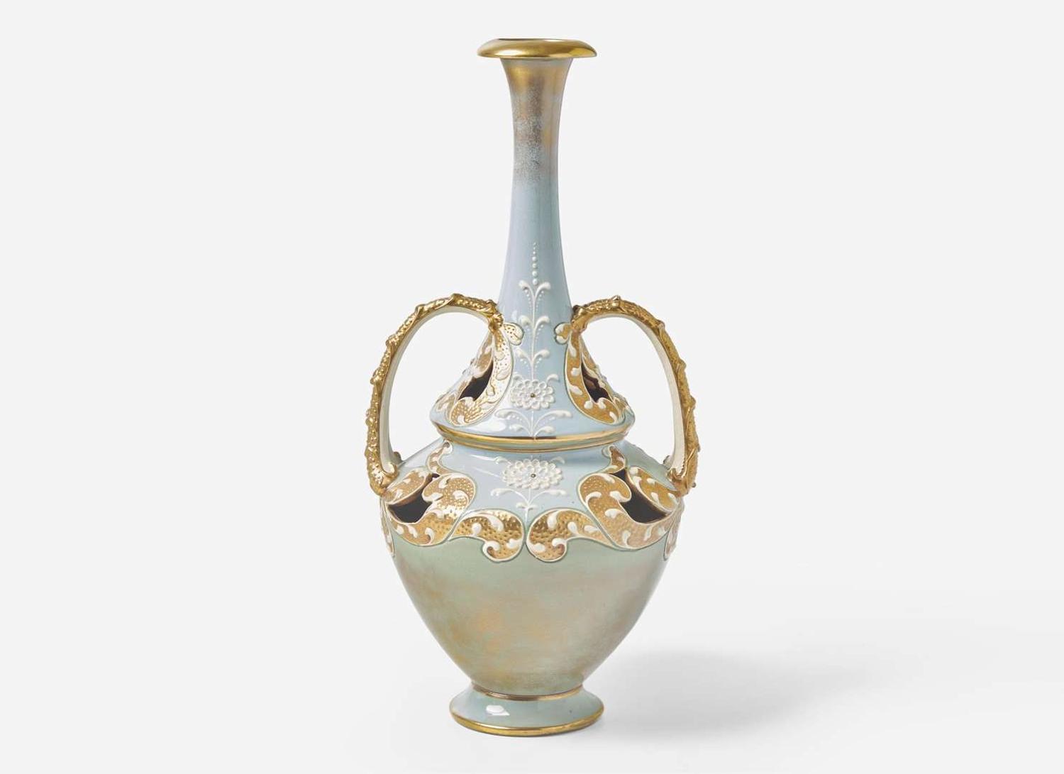A Wedgwood Harry Barnard Queensware Handled Vase, UK, circa 1895