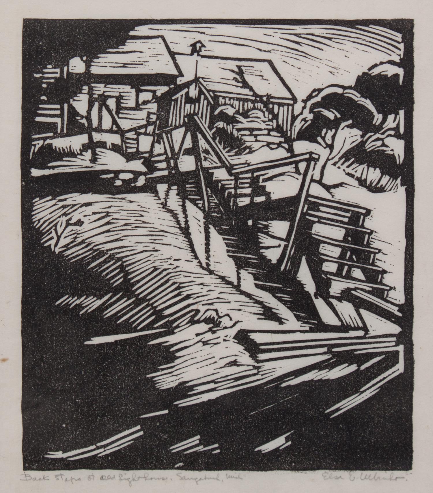 Elsa Ulbricht, (Wisconsin, 1885-1980), Back Steps at Old Lighthouse, Saugatuck, Mich