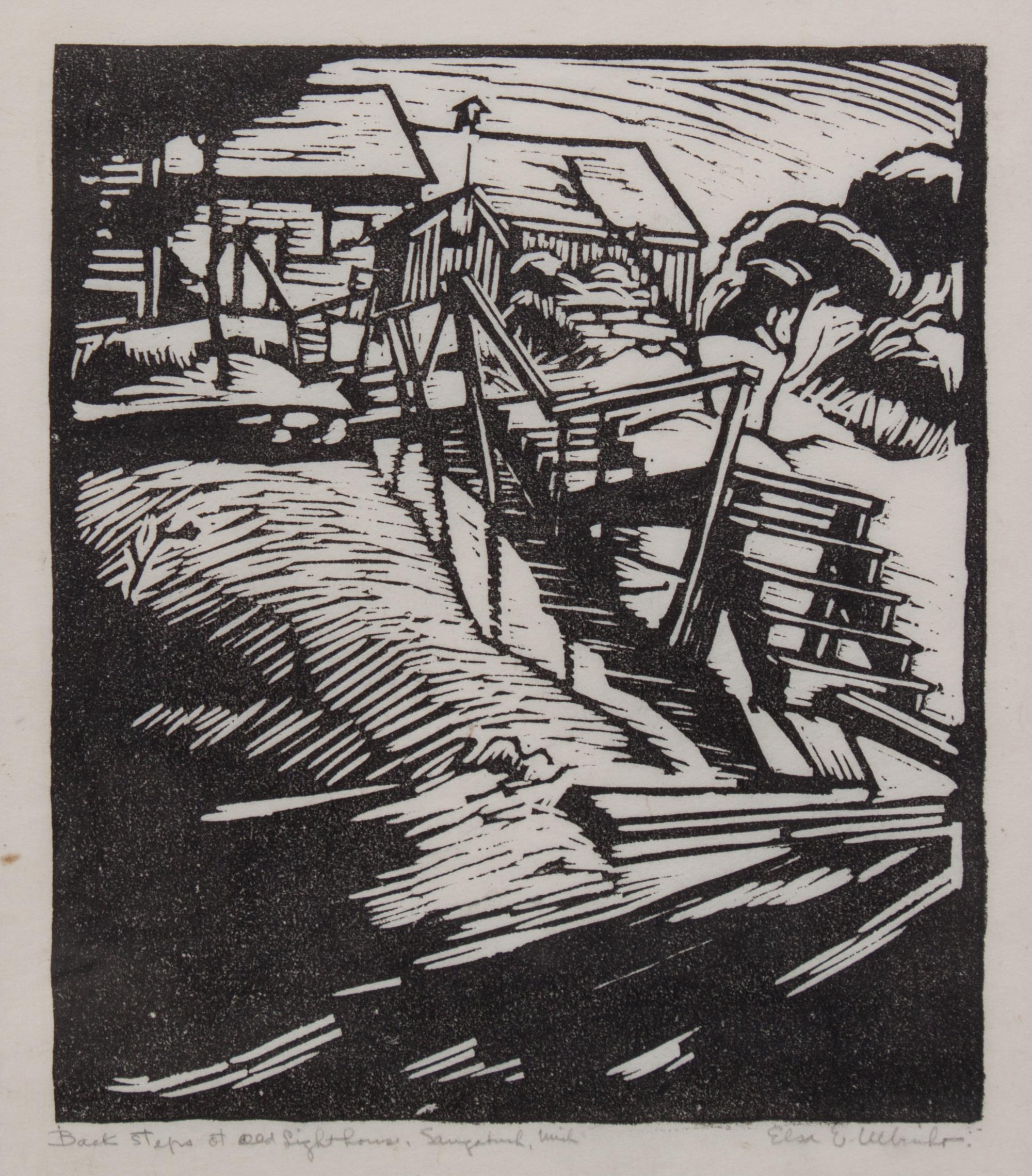 Elsa Ulbricht, (Wisconsin, 1885-1980), Back Steps at Old Lighthouse, Saugatuck, Mich