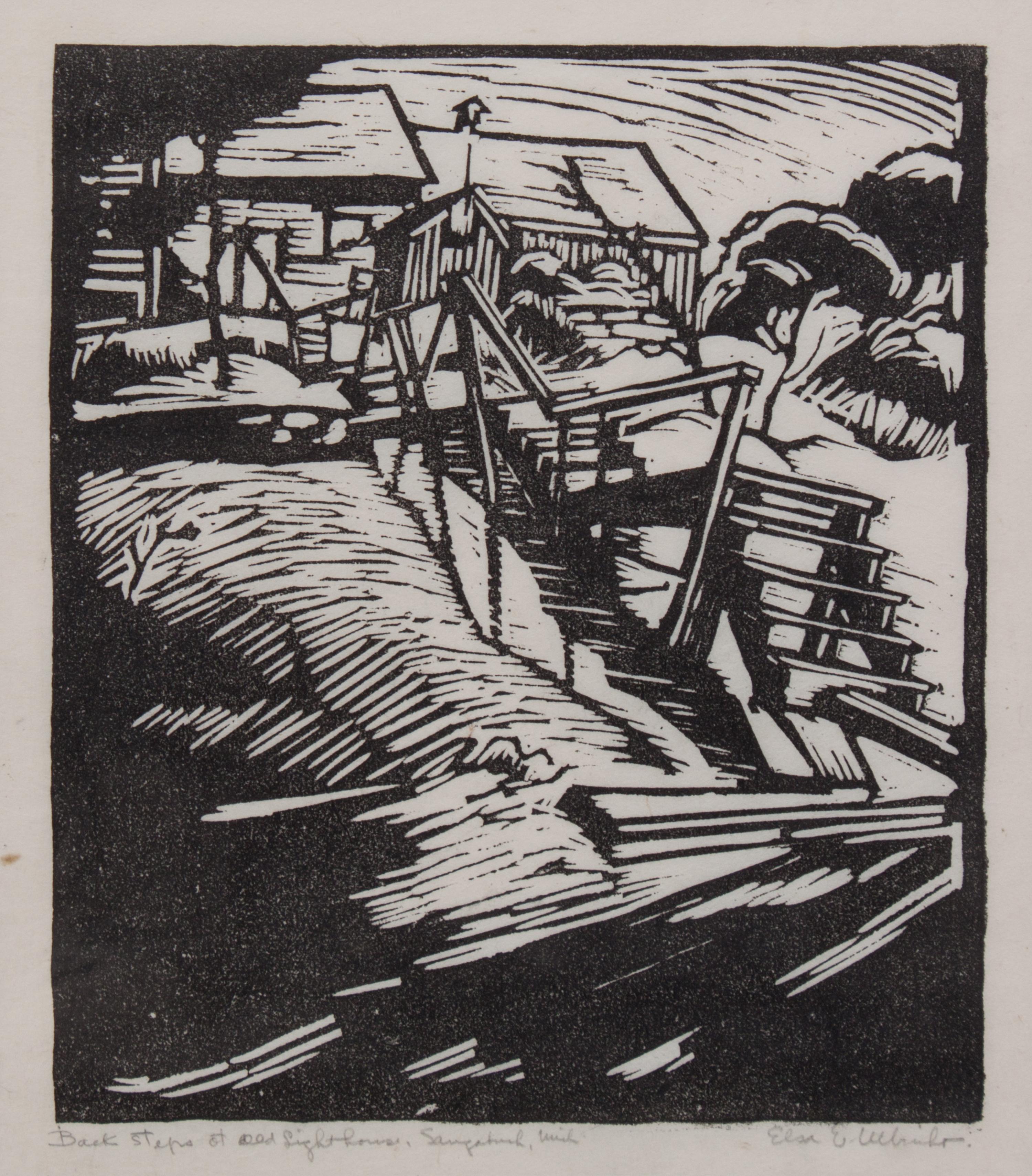 Elsa Ulbricht, (Wisconsin, 1885-1980), Back Steps at Old Lighthouse, Saugatuck, Mich