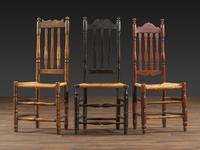 Three William and Mary Bannister Back Rush Seat Side Chairs