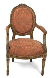 A Louis XVI Style Painted Fauteuil Height 37 1/2 inches. — EARLY 20TH CENTURY