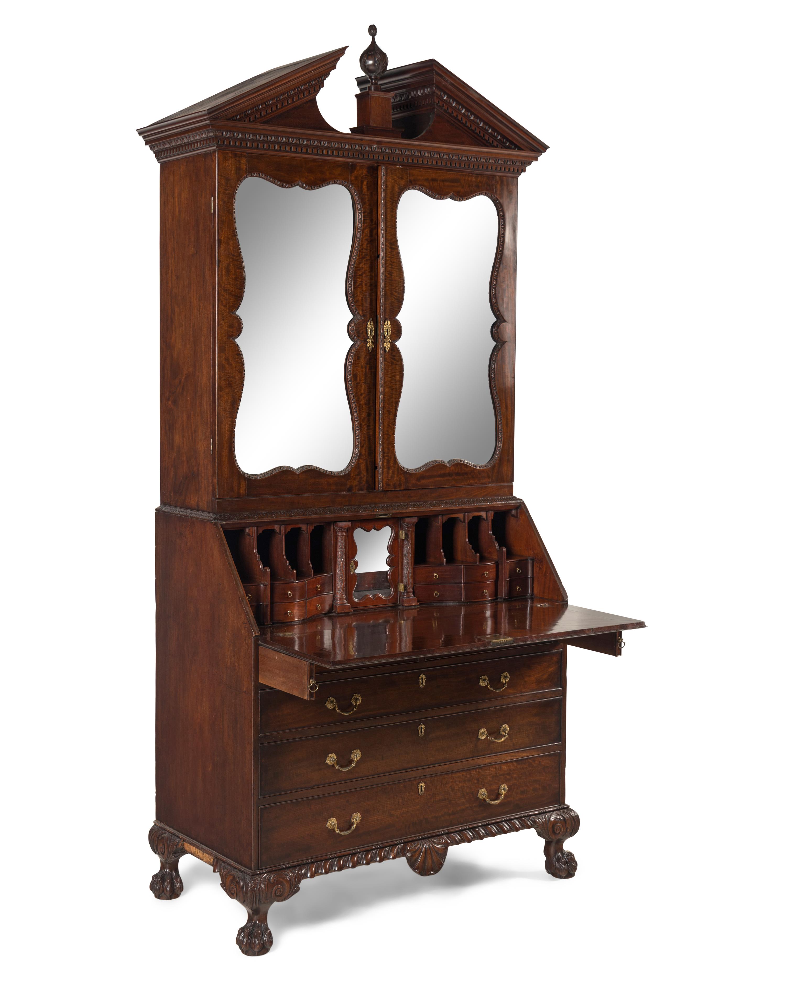 A George II Mahogany Bureau Cabinet