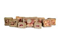 Nine Tapestry Upholstered Pillows