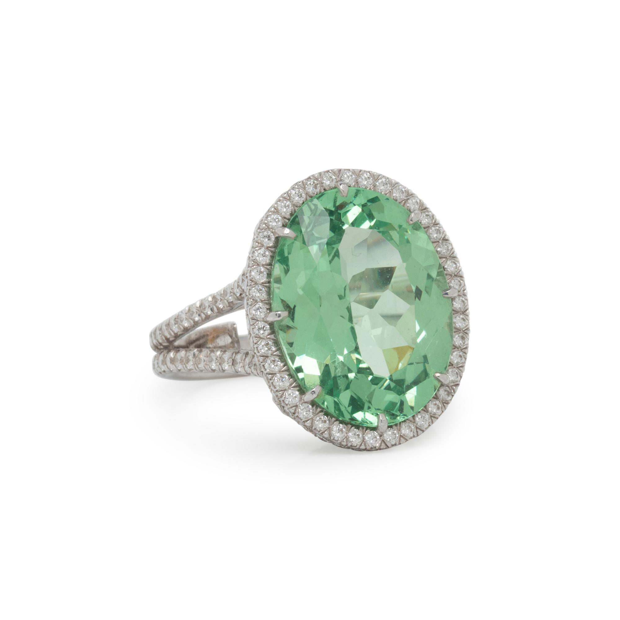 GREEN GARNET AND DIAMOND RING