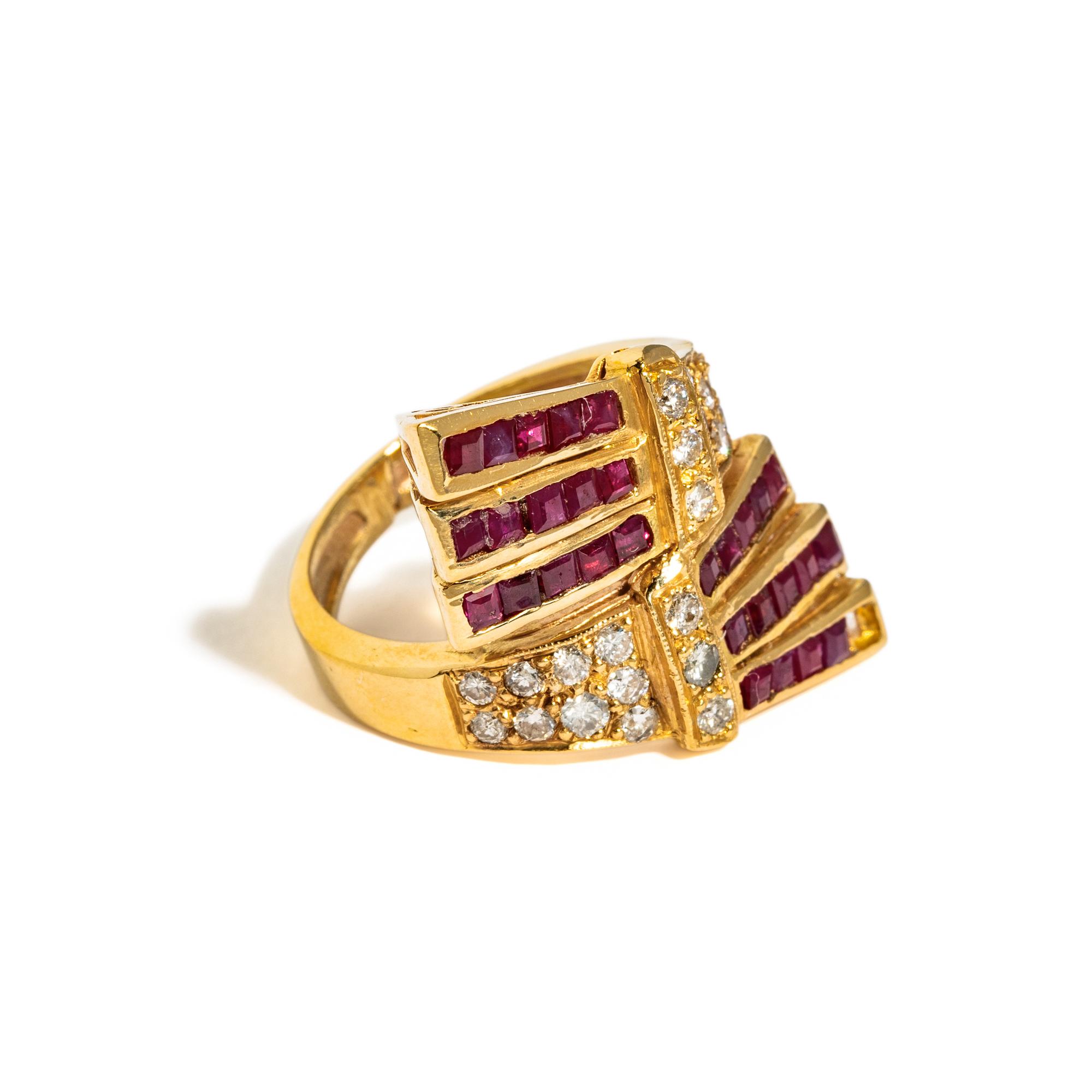 RUBY AND DIAMOND BY PASS RING