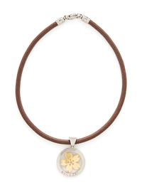 BULGARI, STAINLESS STEEL AND YELLOW GOLD 'TONDO SAKURA FLOWER' PENDANT NECKLACE