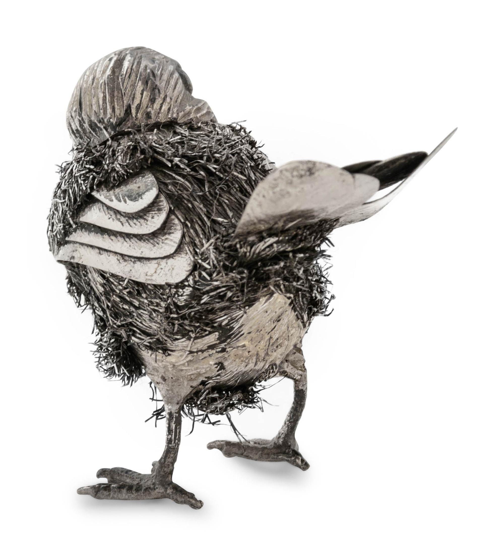 An Italian Silver Bird-Form Table Ornament