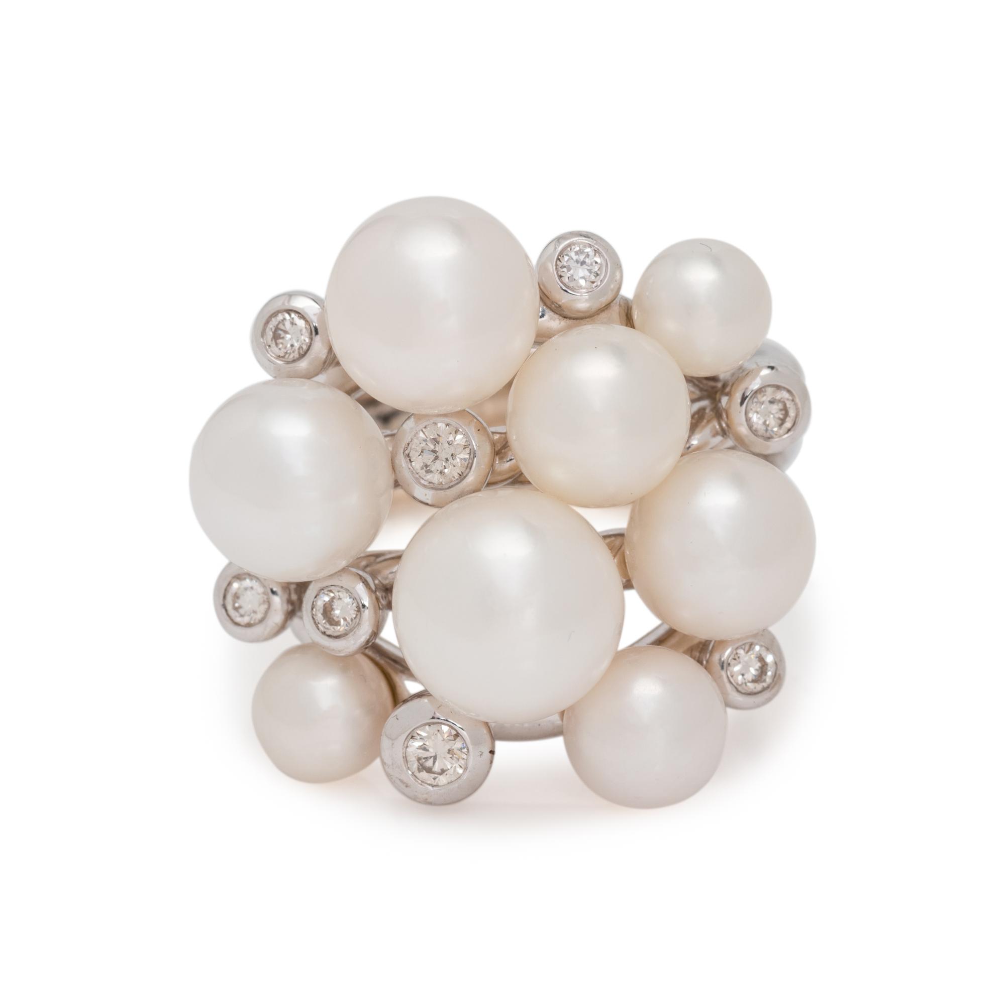 DAVID YURMAN, CULTURED PEARL AND DIAMOND 'LARGE PEARL CLUSTER' RING