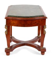 A French Empire Style Burlwood and Gilt Bronze Mounted Marble Top Low Table — LATE 19TH/EARLY 20TH CENTURY