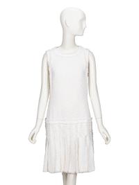 Chanel, White Cotton Tweed Dress