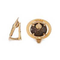 LALAOUNIS, YELLOW GOLD AND COIN EARCLIPS