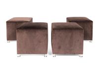Four Custom Purple Velvet Ottomans