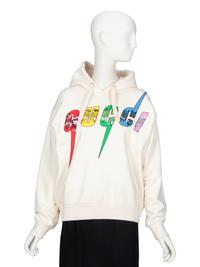 [ARO] GUCCI, EMBELLISHED LOGO HOODIE