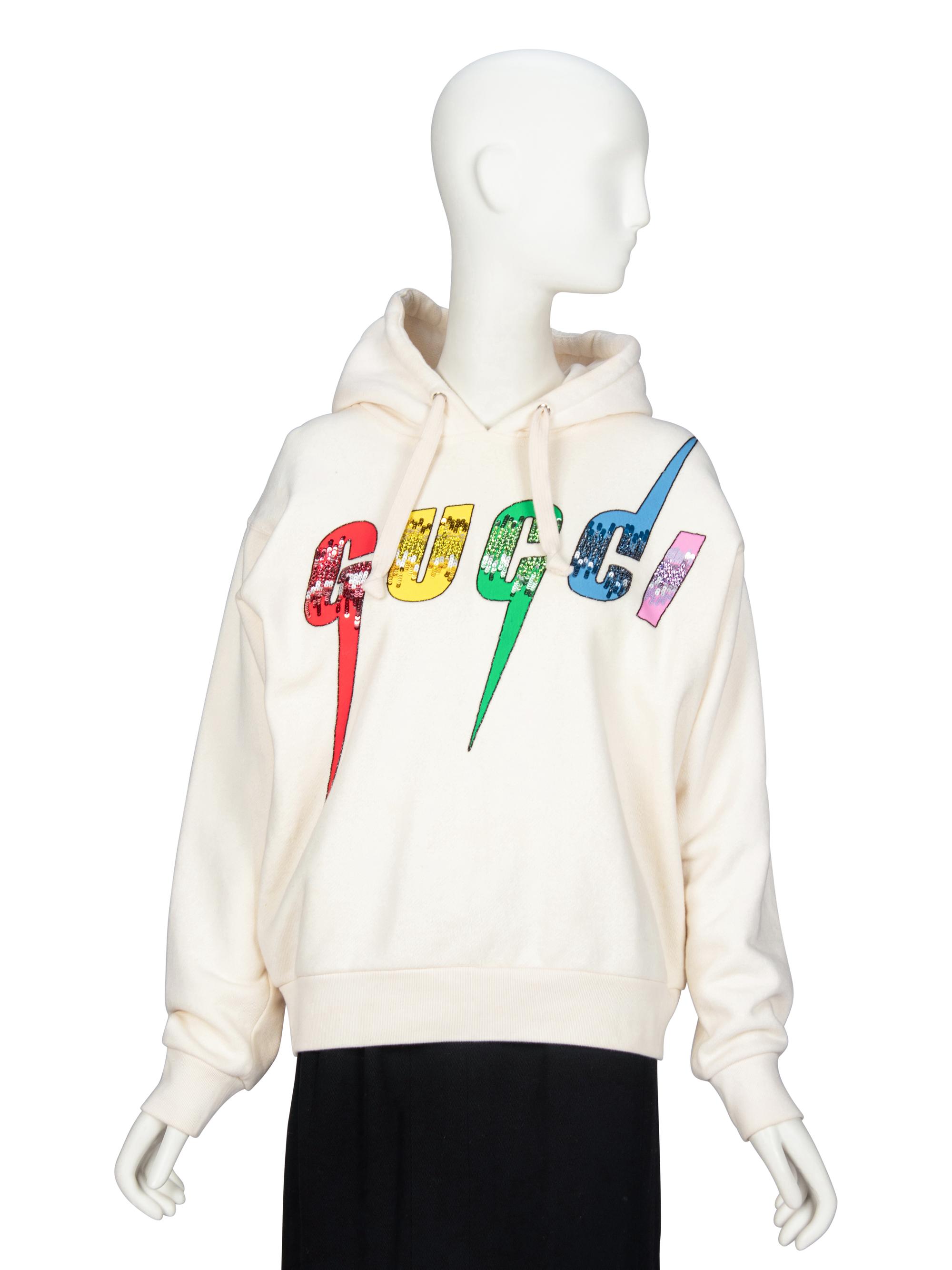 [ARO] GUCCI, EMBELLISHED LOGO HOODIE