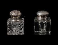 A Cartier Silver Mounted Cut Glass Ink Well