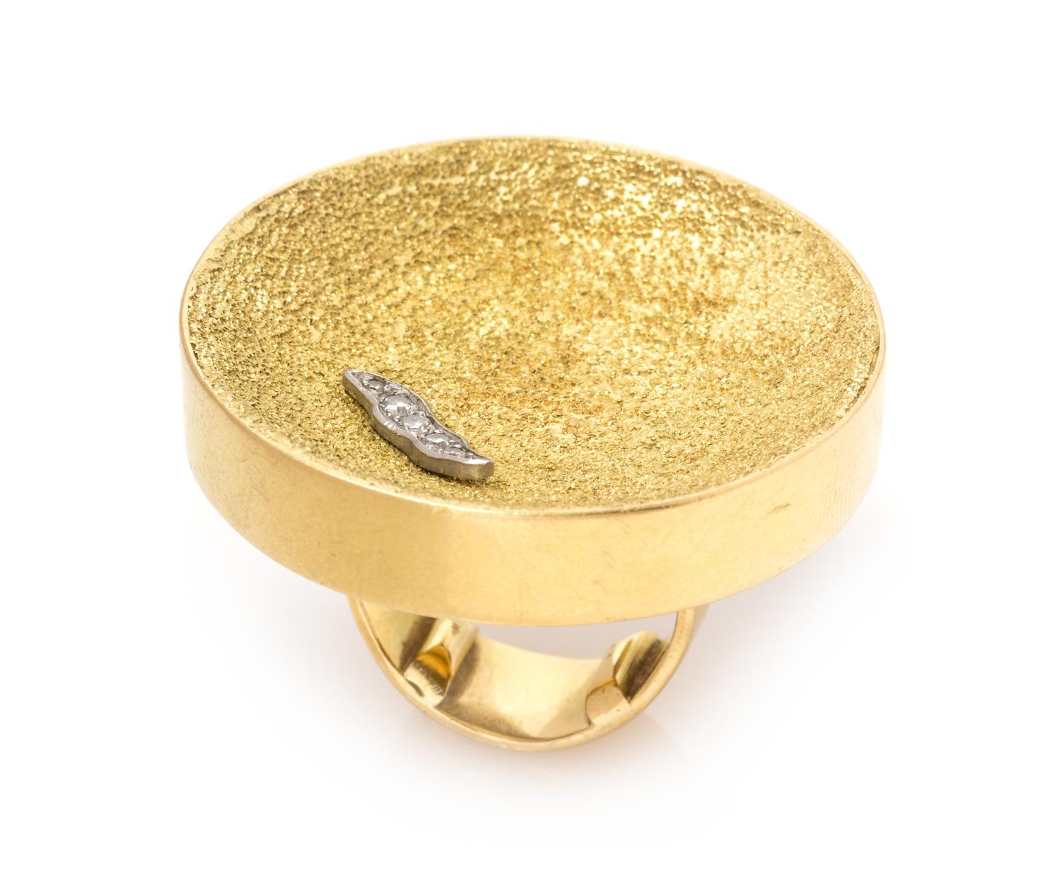 An 18 Karat Yellow Gold, Platinum and Diamond Ring, Andrew Grima, Circa 1973, 14.60 dwts.