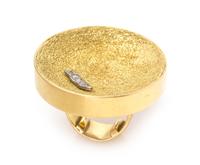 An 18 Karat Yellow Gold, Platinum and Diamond Ring, Andrew Grima, Circa 1973, 14.60 dwts.