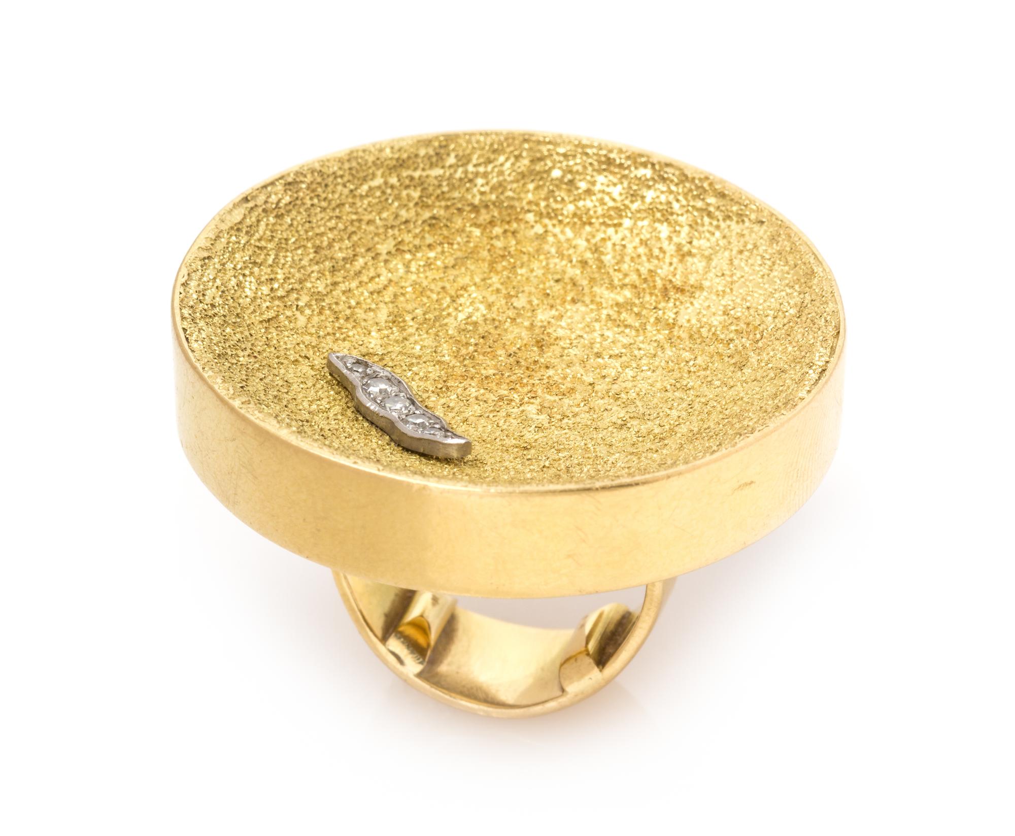 An 18 Karat Yellow Gold, Platinum and Diamond Ring, Andrew Grima, Circa 1973, 14.60 dwts.