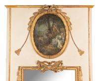 A French Painted and Parcel Gilt Trumeau Mirror