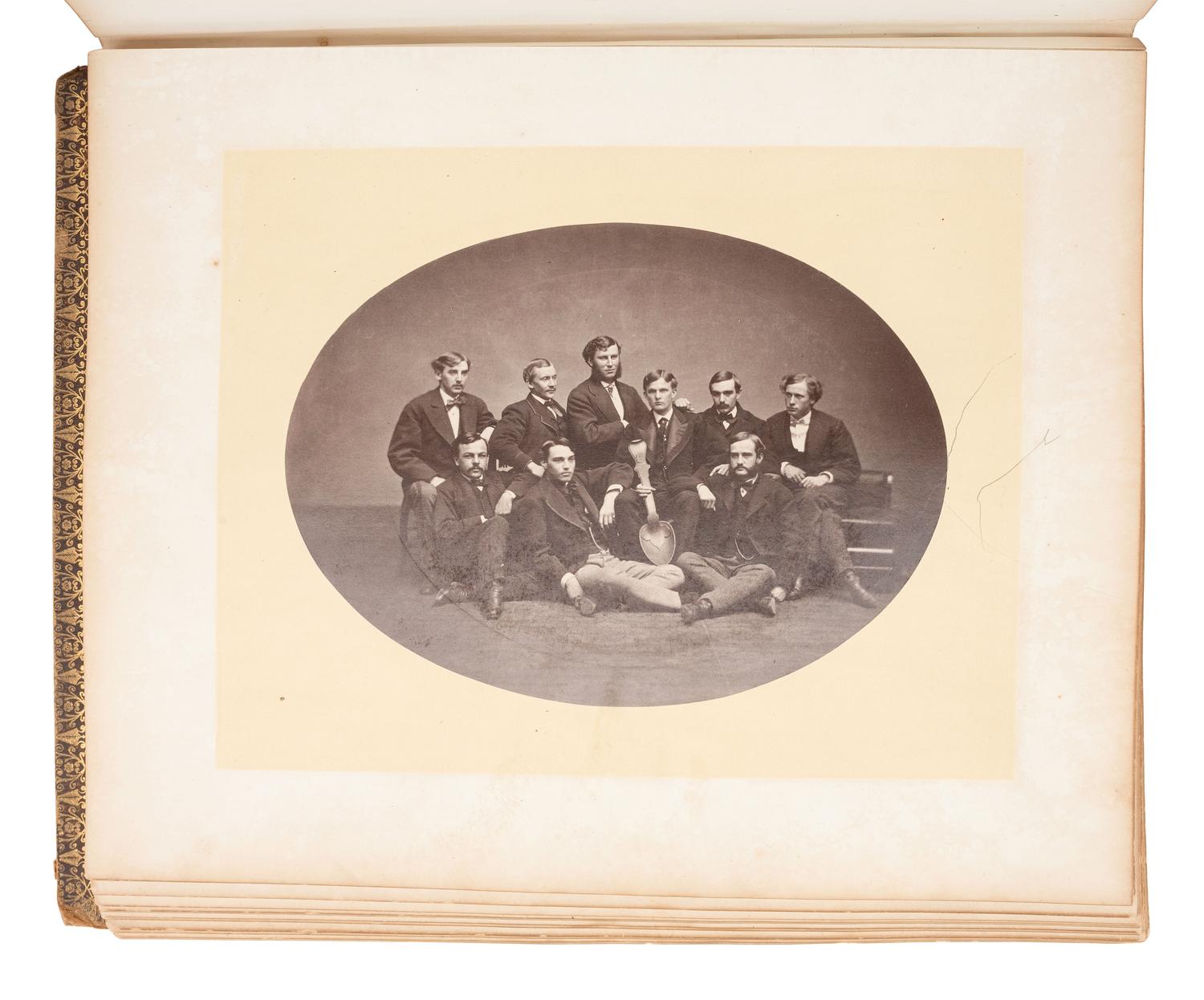 [EARLY PHOTOGRAPHY]. Trio of Yale albums, dated 1856, 1860, & 1868, ft. individual and group portraits, scenes around campus, and inscriptions from classmates incl. many soldiers.