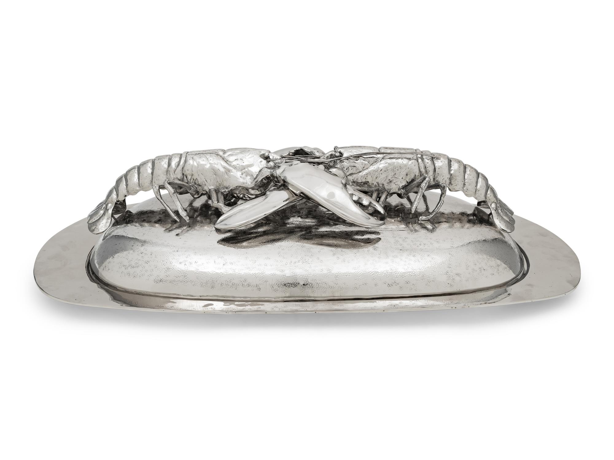 An Italian Silver-Plate Lobster Platter and Cover