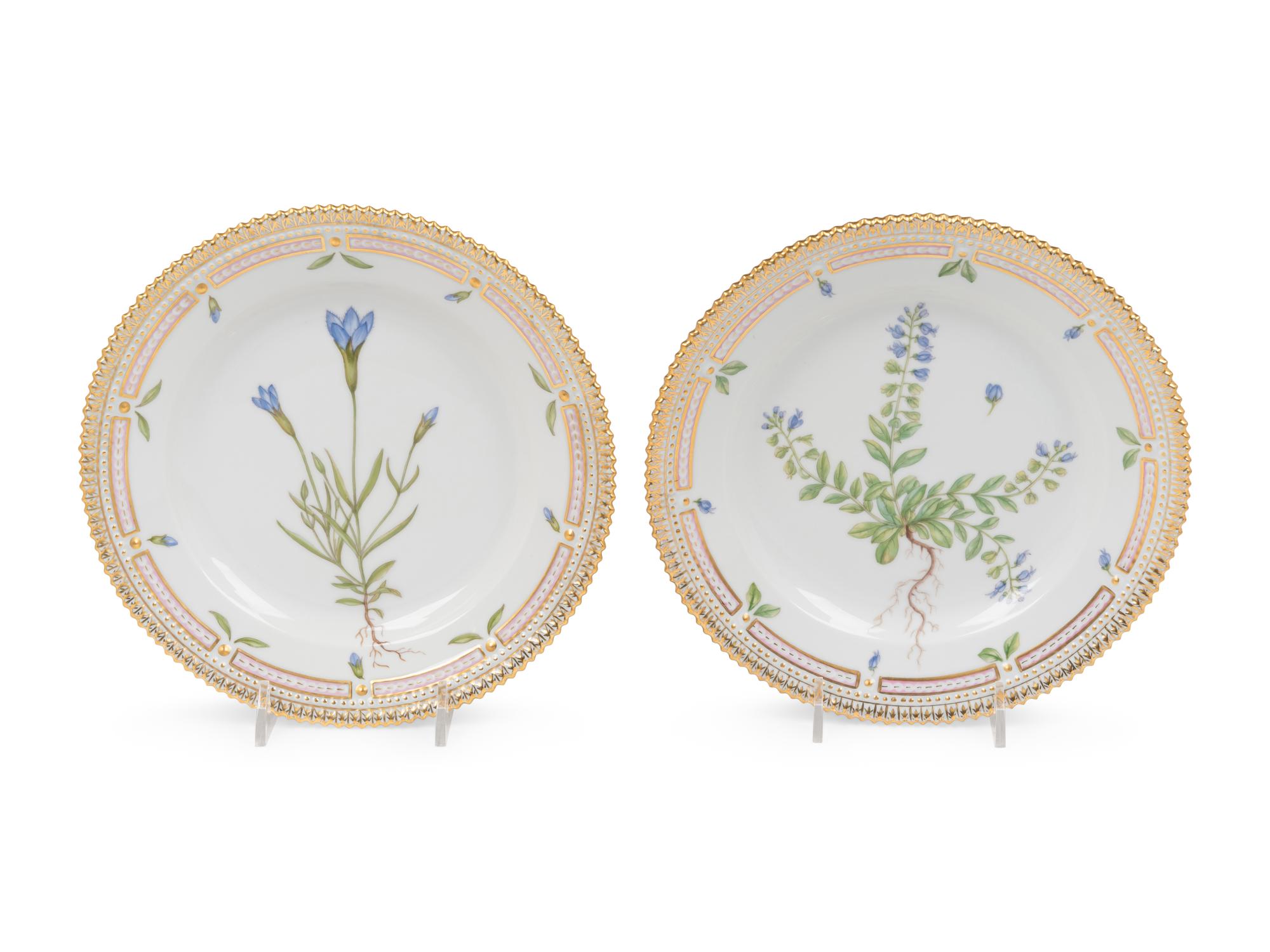Two Royal Copenhagen Flora Danica Porcelain Salad Plates