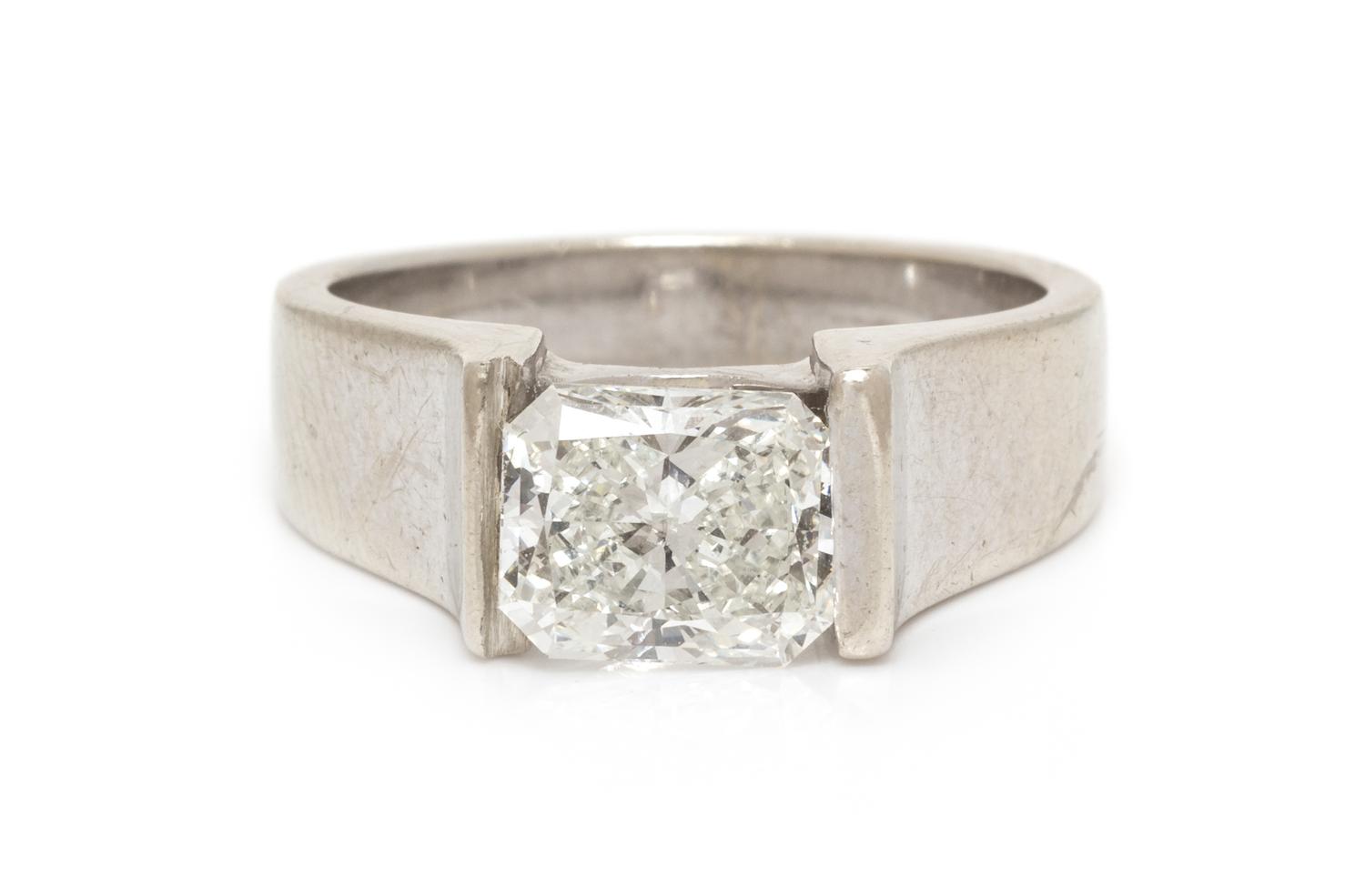 A 14 Karat White Gold and Diamond Solitaire Ring, 5.80 dwts.