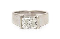 A 14 Karat White Gold and Diamond Solitaire Ring, 5.80 dwts.
