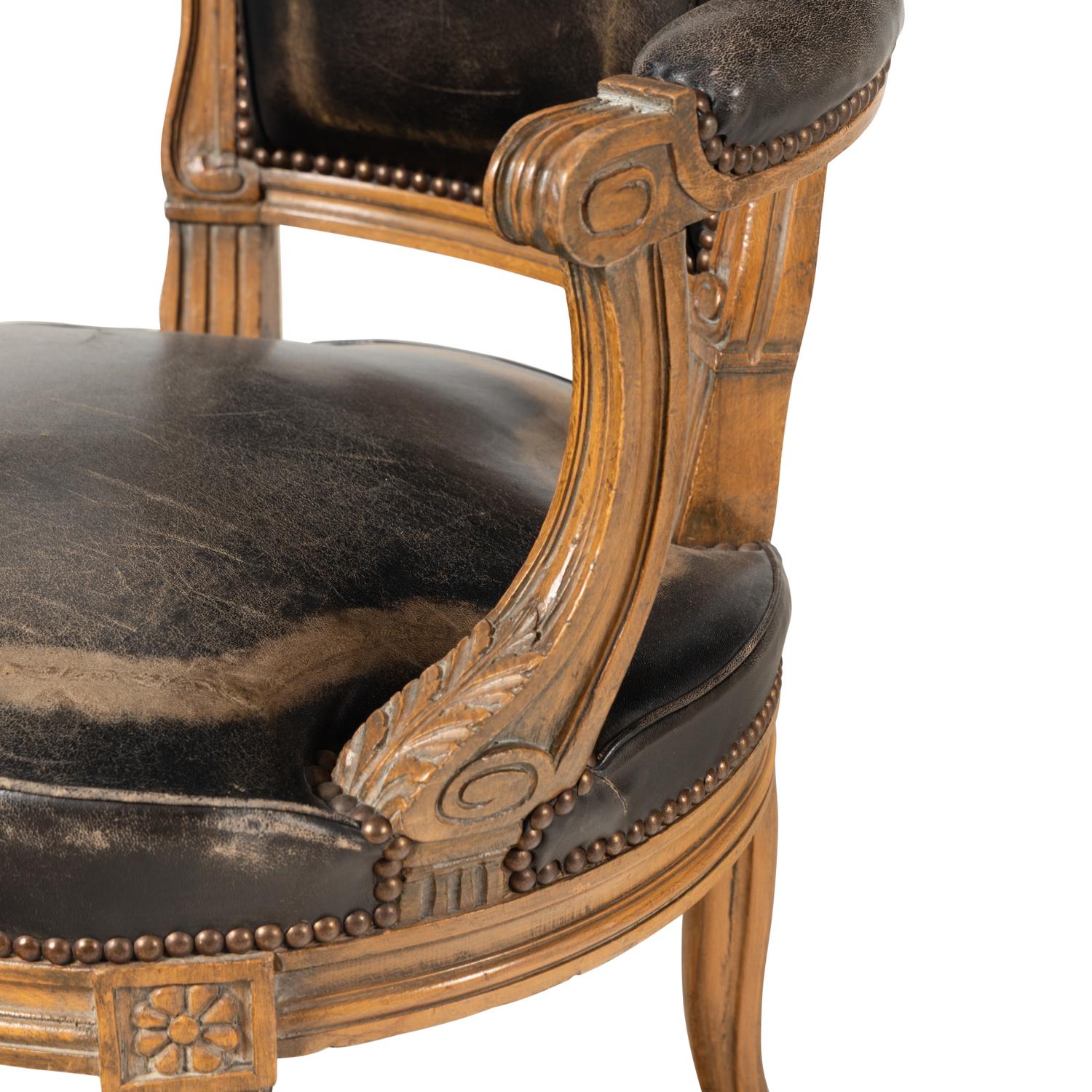 A Louis XV Style Suede Upholstered Bergere a la Reine