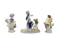 A Pair of Meissen Painted and Parcel Gilt Porcelain Gärtnerkind Figures
