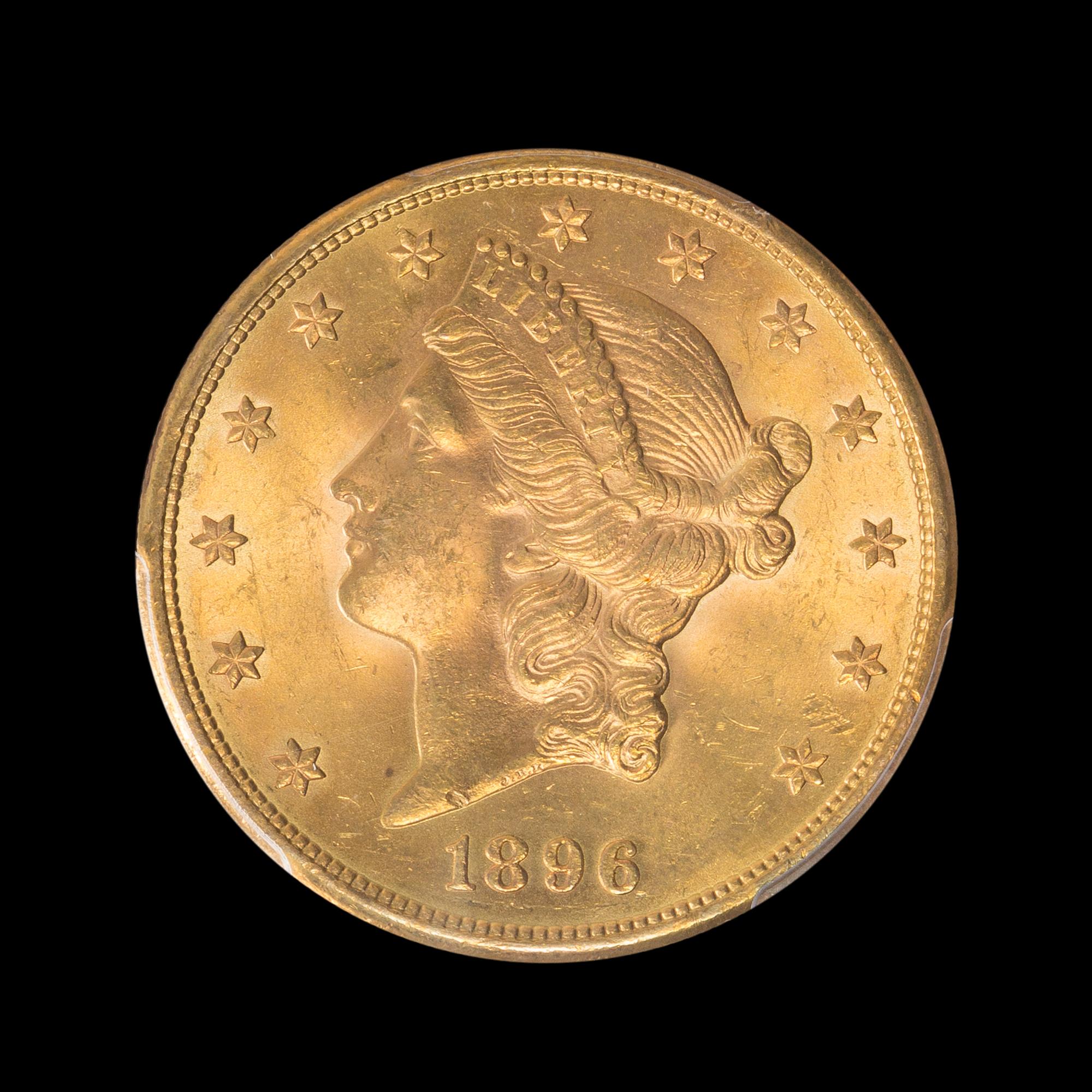 A United States 1896-S Liberty Head $20 Gold Coin