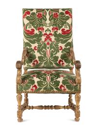 A George II Style Gilt-Oak Armchair