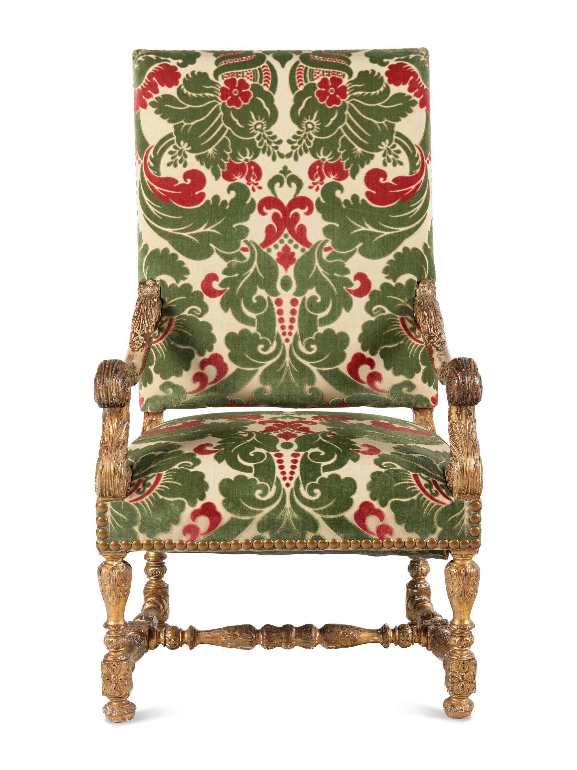A George II Style Gilt-Oak Armchair