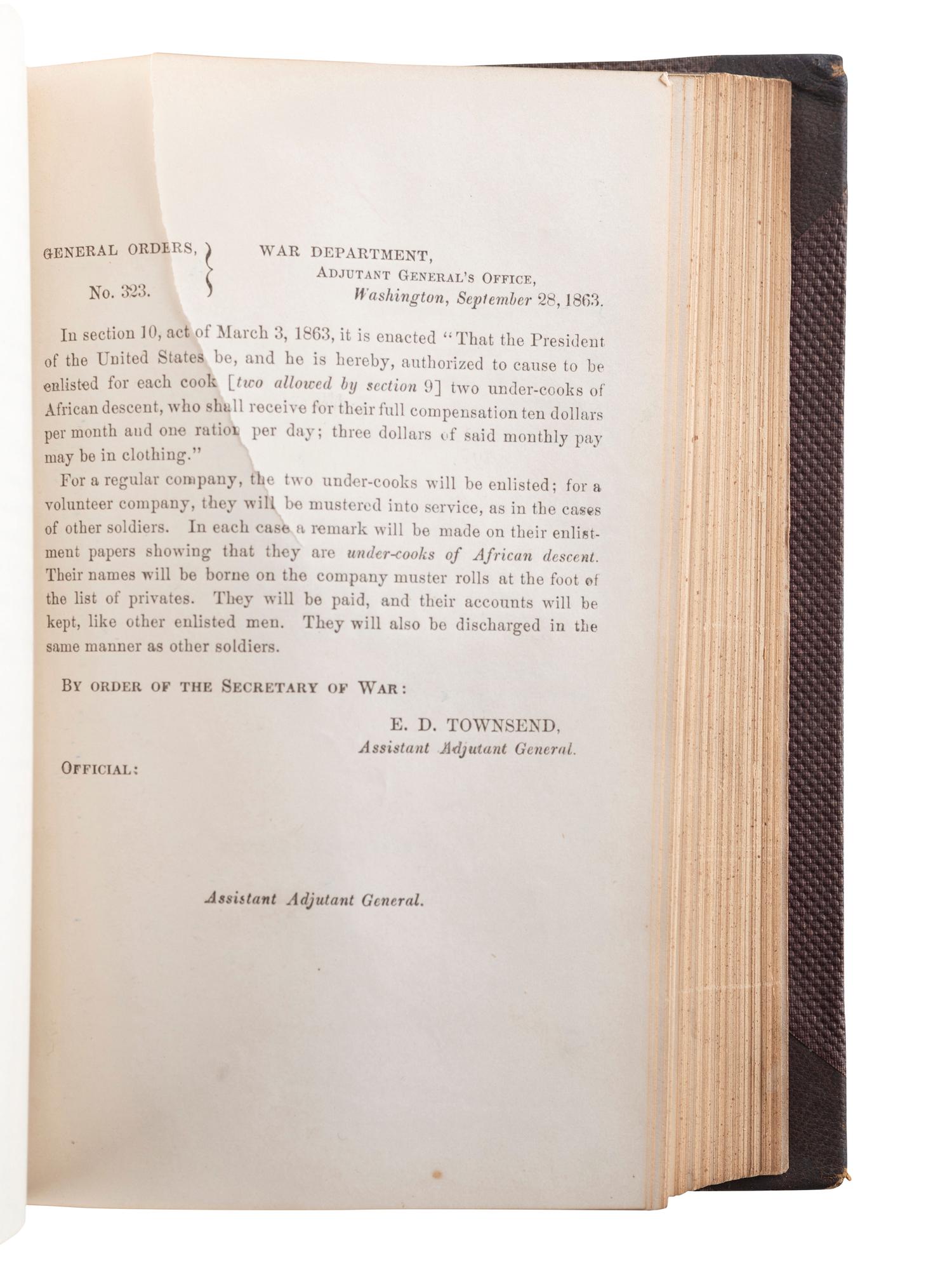 [CIVIL WAR - MILITARIA]. General Orders Nos. 202-400. Washington, DC: War Department, 1863.