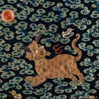 Five Chinese Embroidered Silk Military Official's Rank Badges, Buzi , 19th Century 清中晚期 刺綉補子五幅