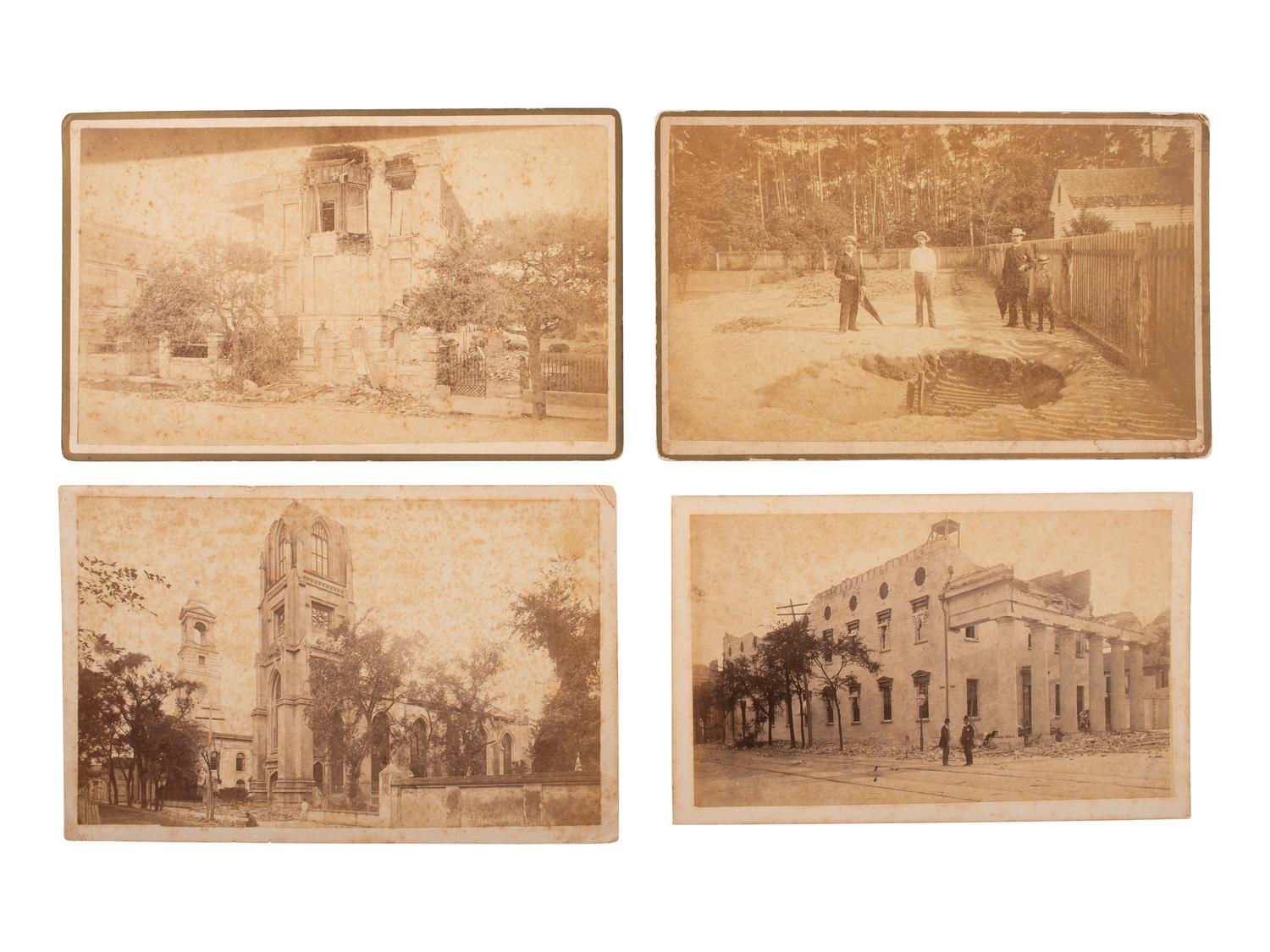 [EARLY PHOTOGRAPHY]. A group of 5 boudoir photographs of earthquake damage in Charleston, SC, by George L. COOK and William S. WILSON, 1886.