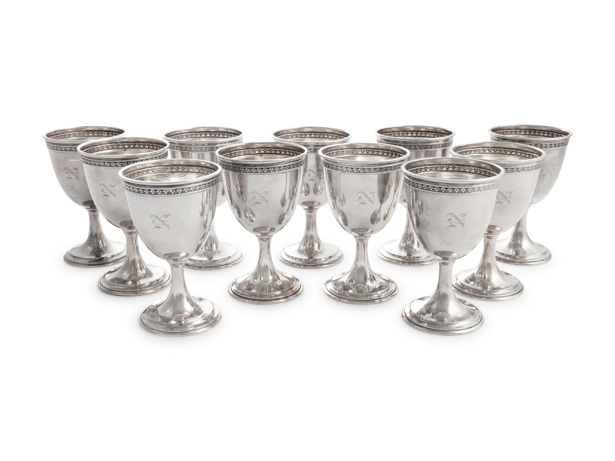A Set of Twelve American Silver Goblets