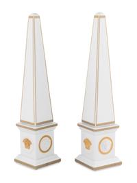A Pair of Rosenthal For Versace Ceramic Obelisks