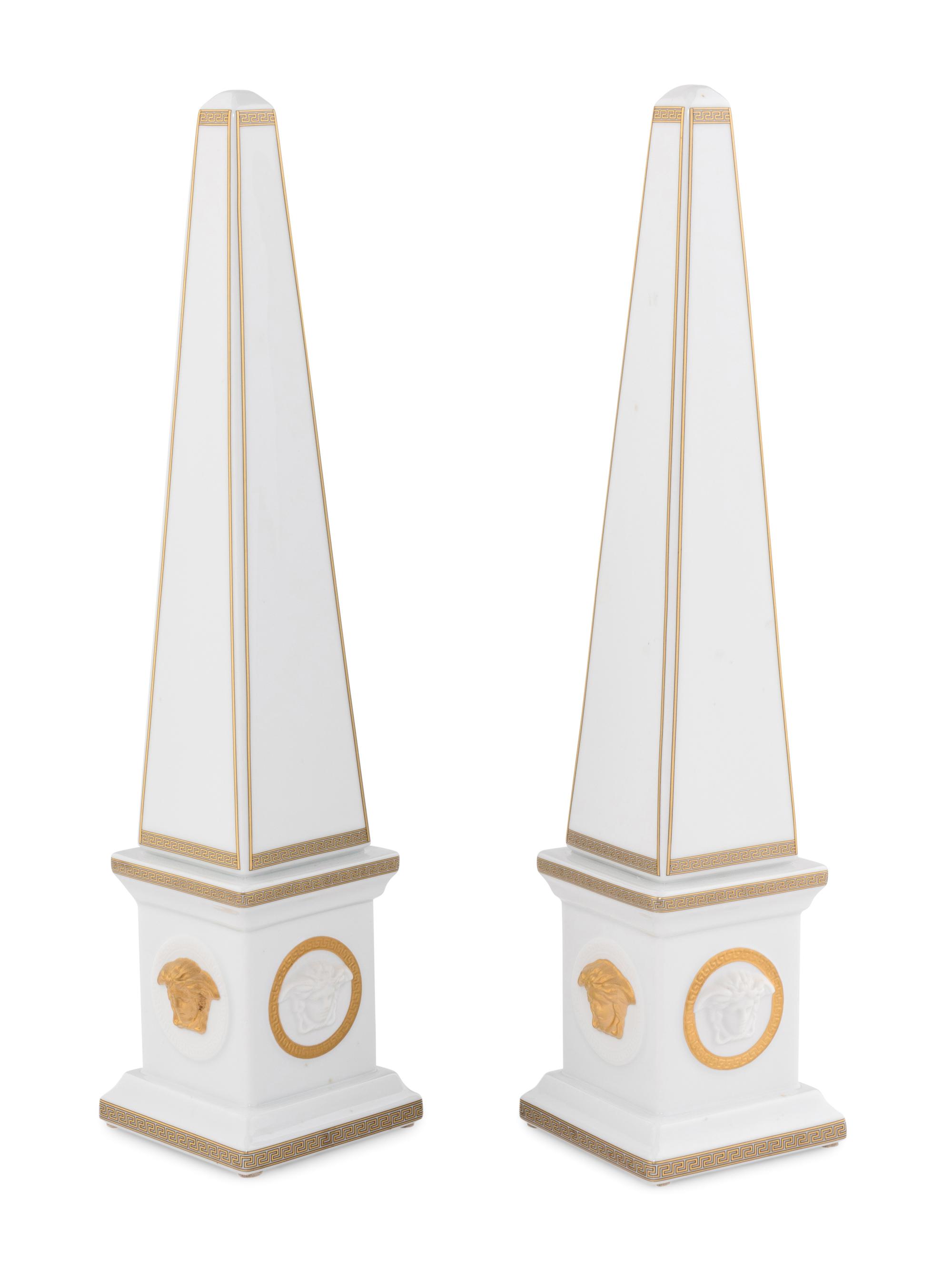 A Pair of Rosenthal For Versace Ceramic Obelisks