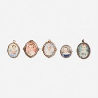 American or English School 19th century Group of Five Portrait Miniatures of Children, early 19th century