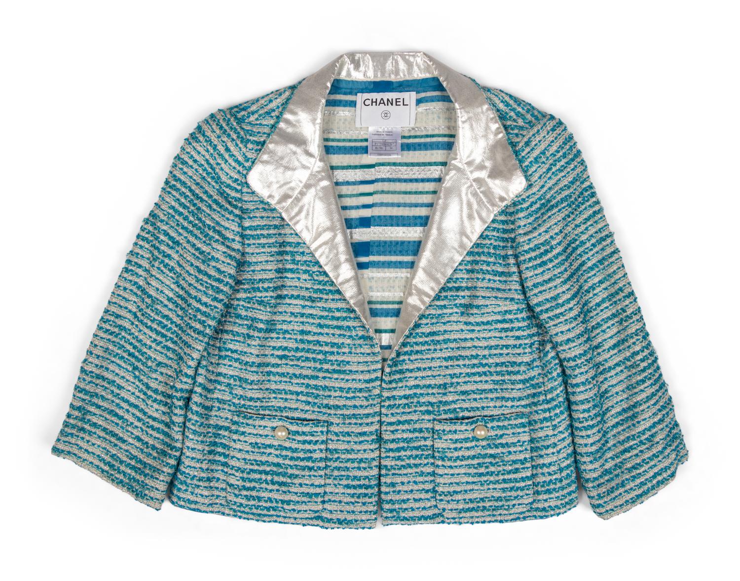 Chanel, Turquoise Tweed Skirt Suit