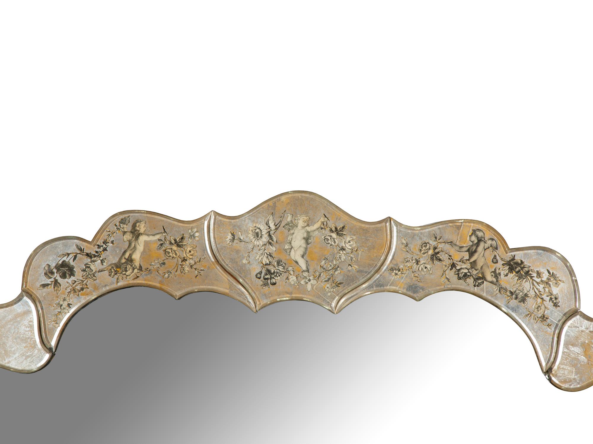 A Venetian Style Eglomisé Framed Mirror — 20th Century