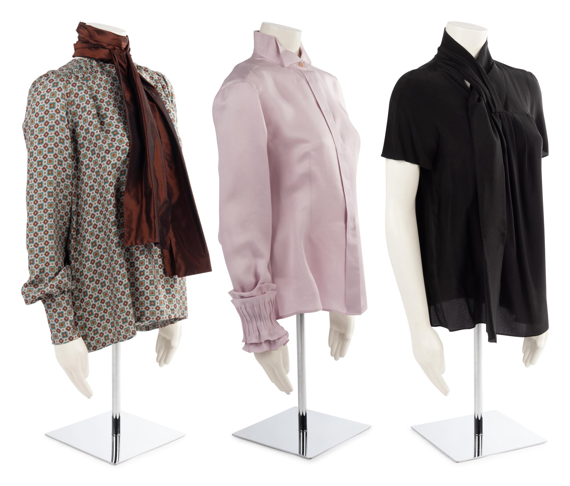 Four Designer Silk Tops: Two Etro, One Giorgio Armani, One Fendi
