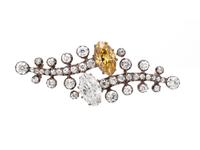 ANTIQUE, DIAMOND AND COLORED DIAMOND BROOCH