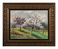 Pommiers et genêts en fleurs