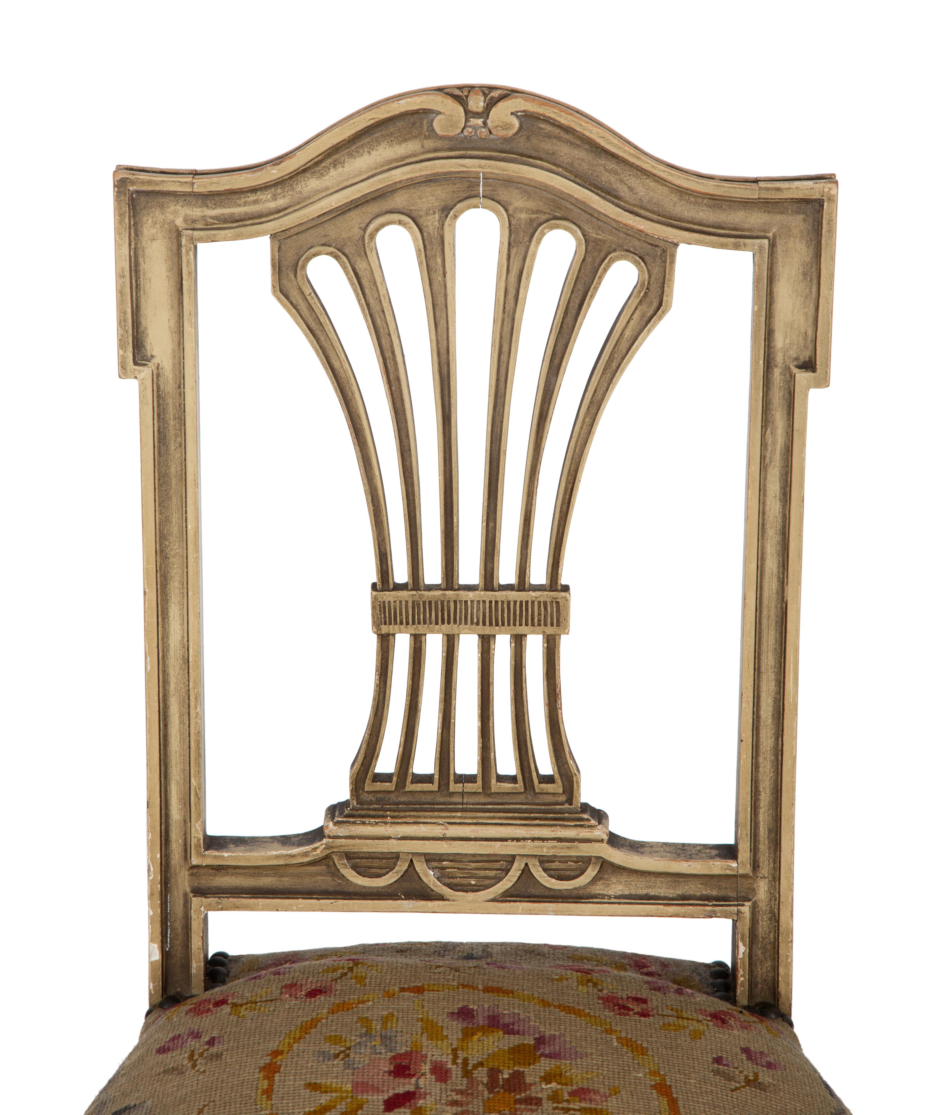 A Pair of Louis XVI Style Painted Side Chairs