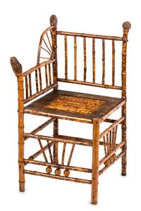 Three Victorian Bamboo Corner Chairs Height of first 36 inches.