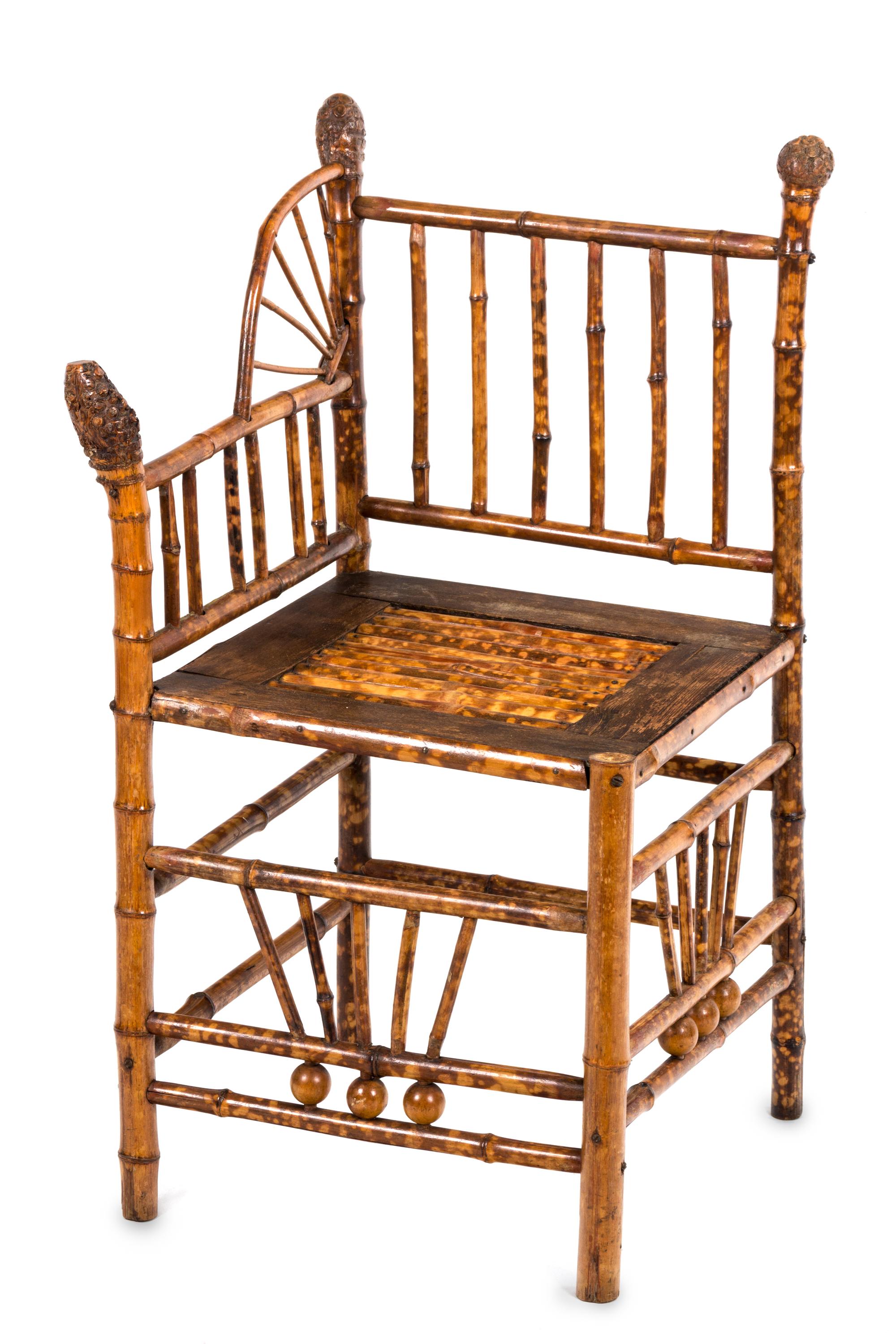 Three Victorian Bamboo Corner Chairs Height of first 36 inches.
