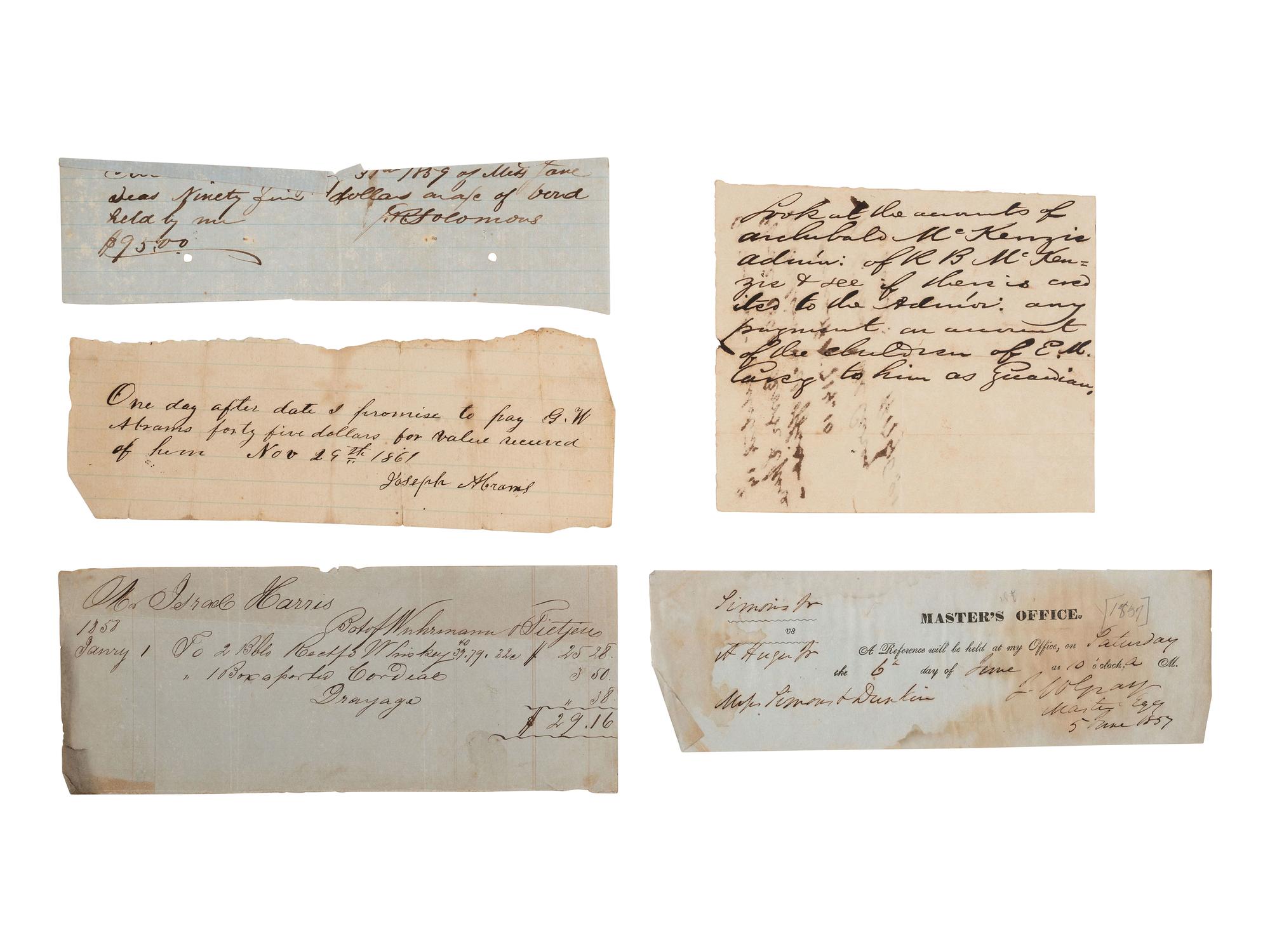[SOUTH CAROLINA]. Group of 19th-century legal documents, including: